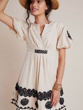Anthropologie Orla Embroidered mini dress